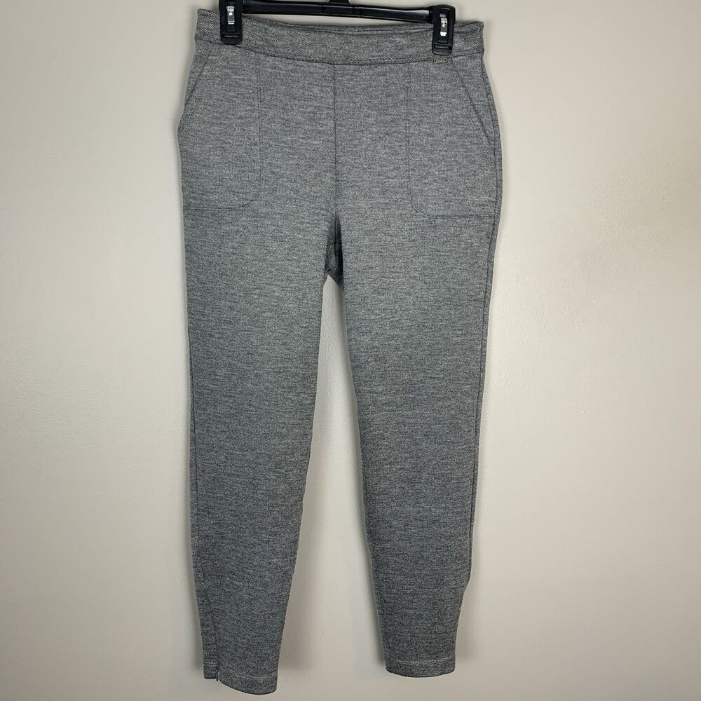 St. John Pants Womens 6 Gray Knit Pull On Straight Leg Stretch Made in USA